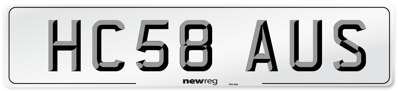 HC58 AUS Number Plate from New Reg